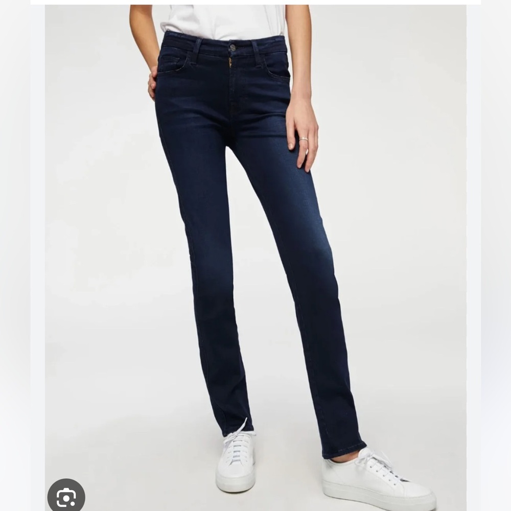 Women's Mid Rise Straight Jeans - Dark Blue